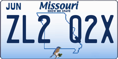 MO license plate ZL2Q2X