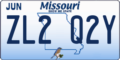 MO license plate ZL2Q2Y