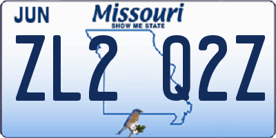 MO license plate ZL2Q2Z
