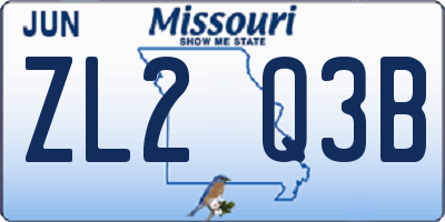 MO license plate ZL2Q3B