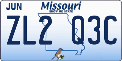 MO license plate ZL2Q3C