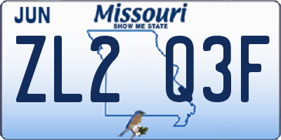 MO license plate ZL2Q3F