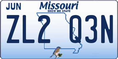 MO license plate ZL2Q3N