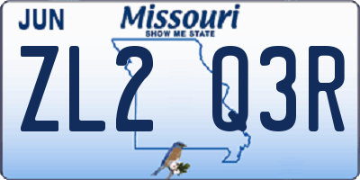 MO license plate ZL2Q3R