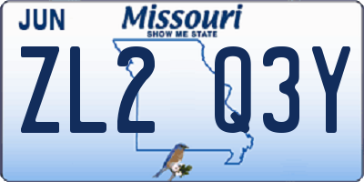 MO license plate ZL2Q3Y