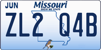MO license plate ZL2Q4B