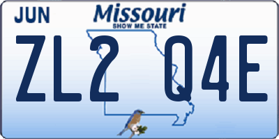 MO license plate ZL2Q4E