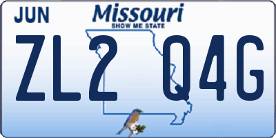 MO license plate ZL2Q4G