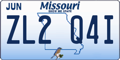 MO license plate ZL2Q4I