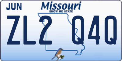 MO license plate ZL2Q4Q