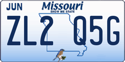MO license plate ZL2Q5G