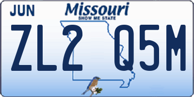 MO license plate ZL2Q5M