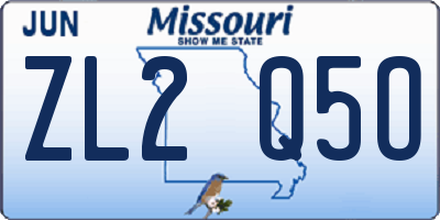 MO license plate ZL2Q5O