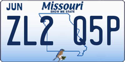 MO license plate ZL2Q5P