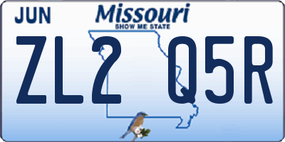 MO license plate ZL2Q5R