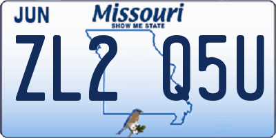 MO license plate ZL2Q5U