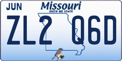 MO license plate ZL2Q6D