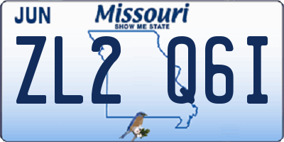 MO license plate ZL2Q6I
