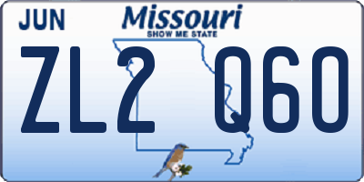MO license plate ZL2Q6O