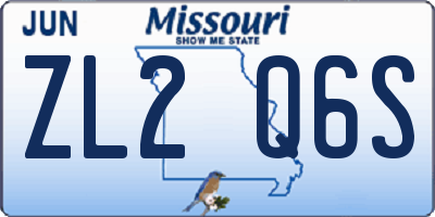 MO license plate ZL2Q6S