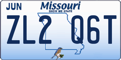 MO license plate ZL2Q6T