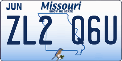 MO license plate ZL2Q6U