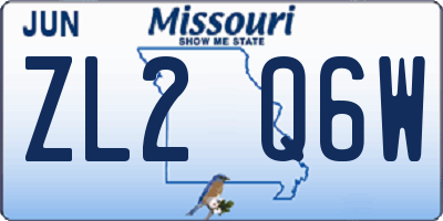 MO license plate ZL2Q6W