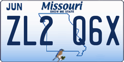 MO license plate ZL2Q6X