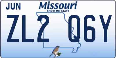 MO license plate ZL2Q6Y