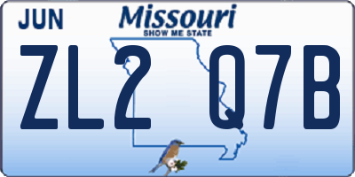 MO license plate ZL2Q7B