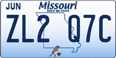 MO license plate ZL2Q7C