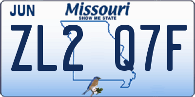 MO license plate ZL2Q7F