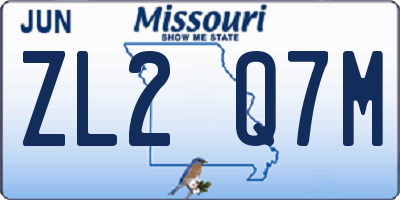 MO license plate ZL2Q7M