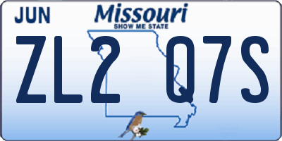 MO license plate ZL2Q7S
