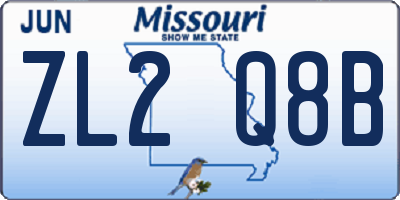 MO license plate ZL2Q8B