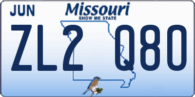 MO license plate ZL2Q8O
