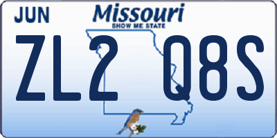 MO license plate ZL2Q8S