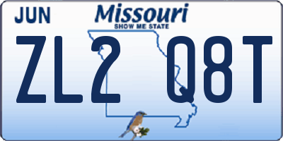 MO license plate ZL2Q8T