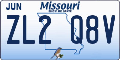 MO license plate ZL2Q8V