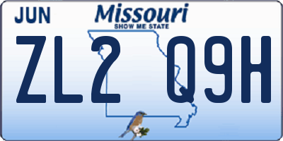 MO license plate ZL2Q9H