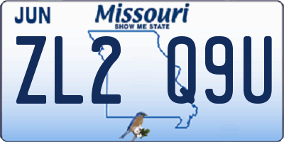 MO license plate ZL2Q9U