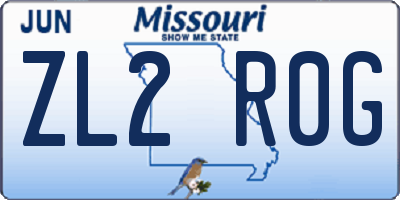 MO license plate ZL2R0G