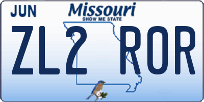 MO license plate ZL2R0R