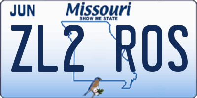MO license plate ZL2R0S