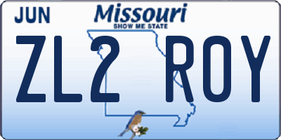 MO license plate ZL2R0Y