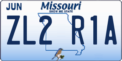 MO license plate ZL2R1A