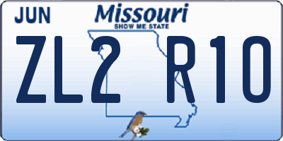 MO license plate ZL2R1O