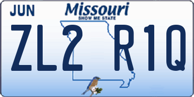 MO license plate ZL2R1Q