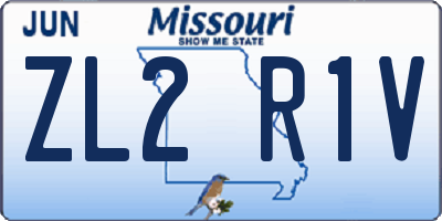 MO license plate ZL2R1V