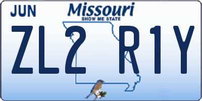 MO license plate ZL2R1Y